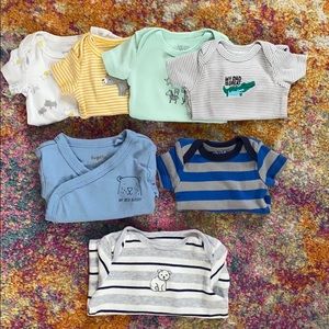 5 NB Short Sleeve Onsies, 2 NB Long Sleeve Tops